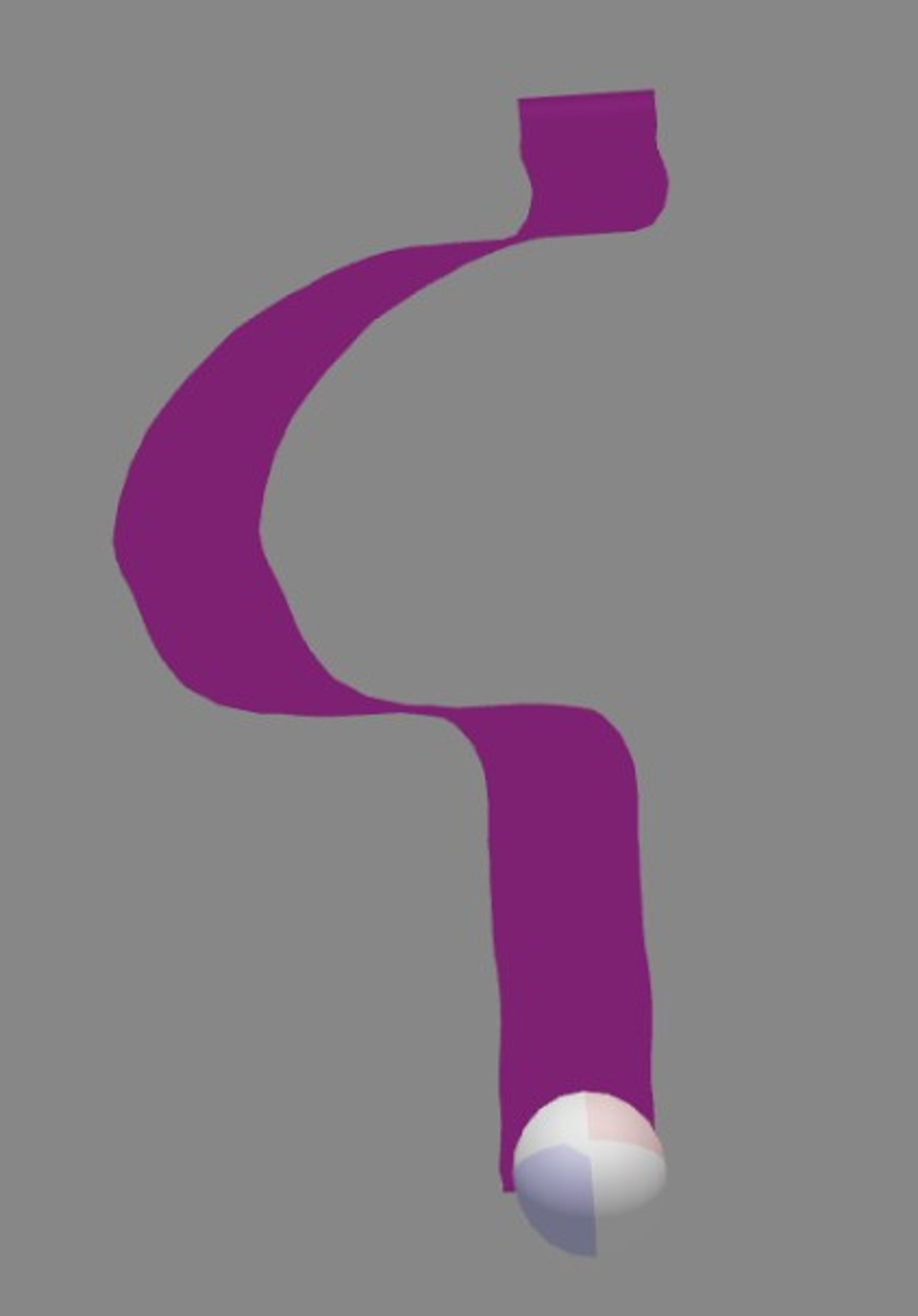 An image showing a C-shaped sketch colored in purple in the immersive environment.