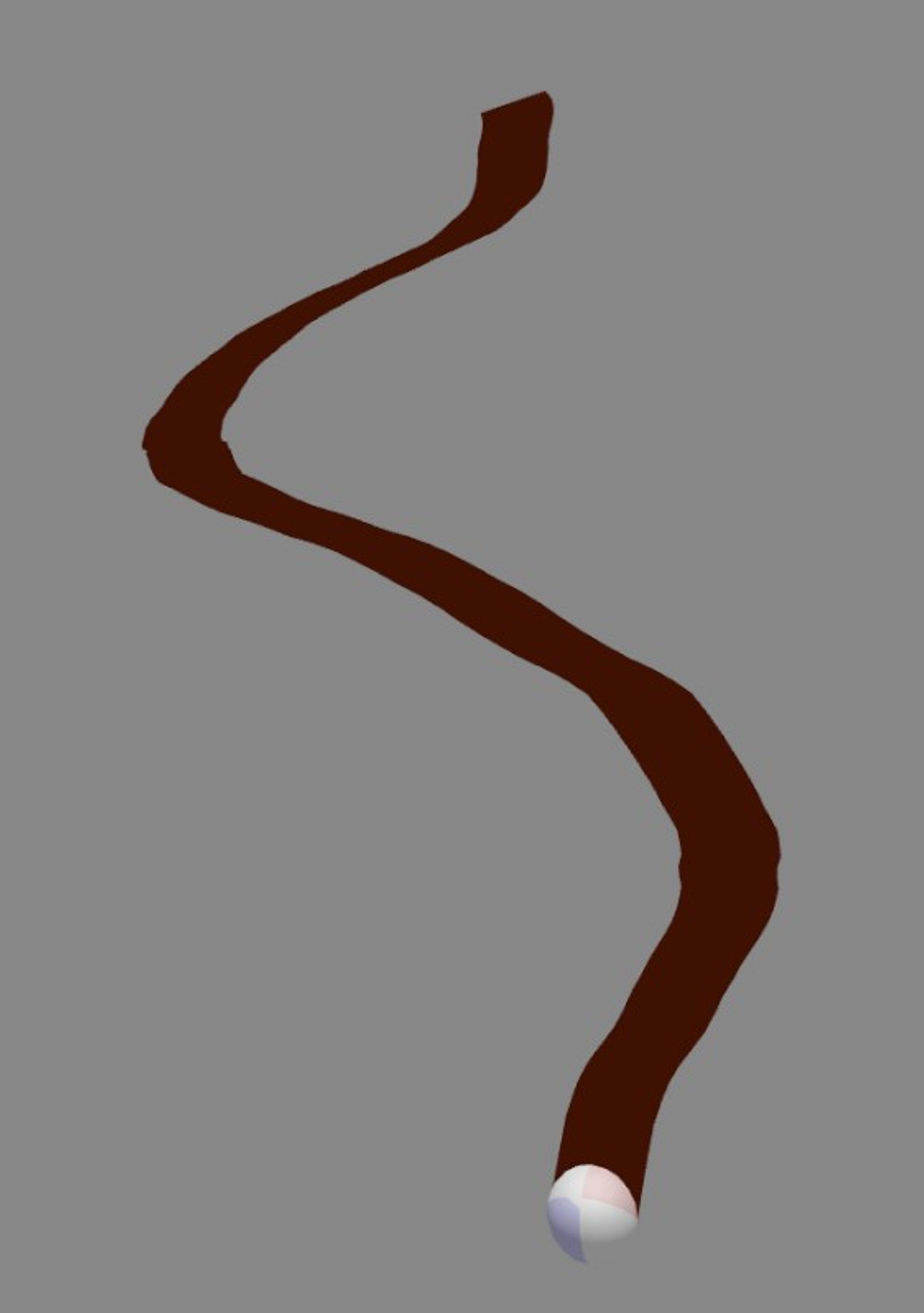 An image showing a 3D sprial-like sketch colored in brown in the immersive environment.